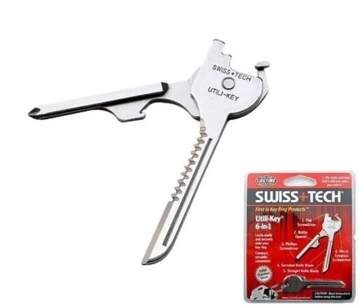 thumbnail image 2 of Swiss+Tech 6-in-1 Utili-Key Multifunction EDC Tool – Stainless Steel, Keychain Size (UKCSB-1) 2 of 5