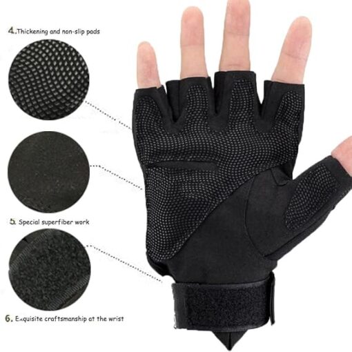 Half Finger Tactical black Gloves - Image 3
