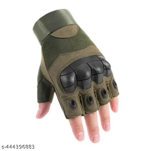 Half Finger Tactical Olive Gloves - Image 3