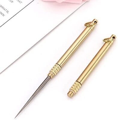 Gold Titanium Toothpicks Keychain Brass