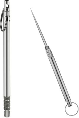 Silver Titanium Toothpicks Keychain Brass