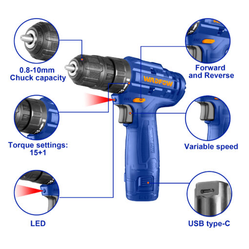 Wadfow Lithium-ion cordless drill 12v - Image 3