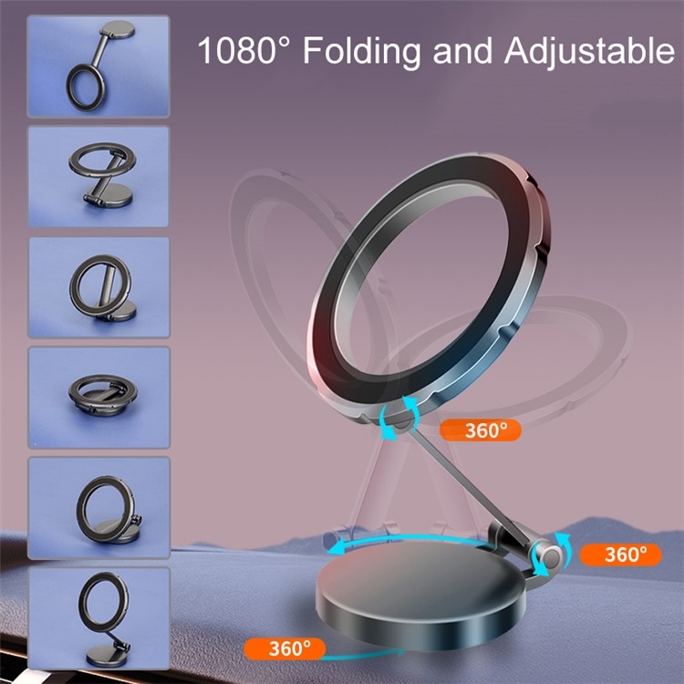 Rotating Folding Magnetic Phone Holder Dashboard Suction Cup Car Mount(black ) - Image 3