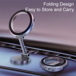 Rotating Folding Magnetic Phone Holder Dashboard Suction Cup Car Mount(black )