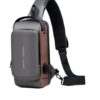 Gray with brawn  Crossbody Sling Bag For Men & Women