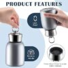 Mini Water Bottles Stainless Steel Silver